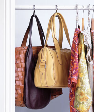 Use Shower Hooks in Closet as Bag Holders
